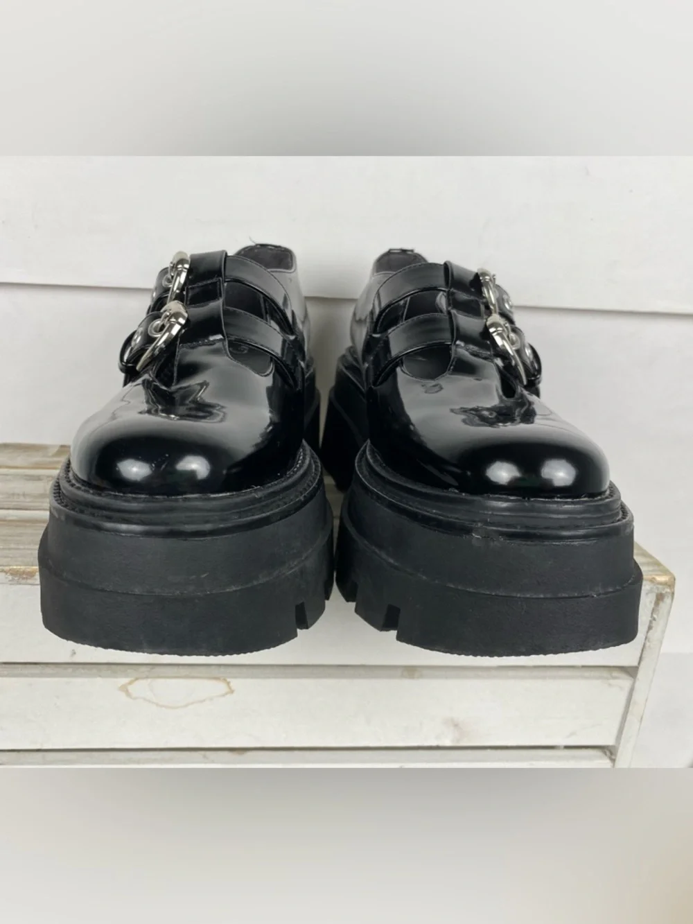 Circus NY Sam Edelman Bryce Black Chunky platform Mary Jane Shoe Loafers Sz 7.5